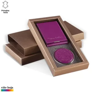 Ljubičasti set od prirodne kože u poklon kutiji