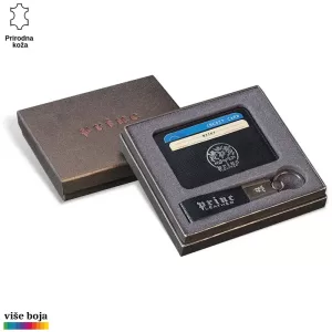 Kožna poklon kutija Princ Leather sa crnim novčanikom i priveskom