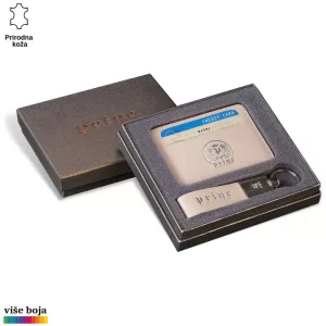 Ekskluzivni komplet Princ Leather koji sadrži bež kožni novčanik sa kredi karticom