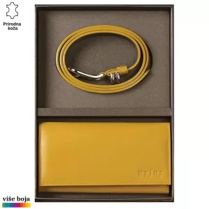 Kaiš i novčanik od žute kože