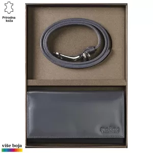 Crni kožni novčanik i kaiš iz Princ Leather kolekcije