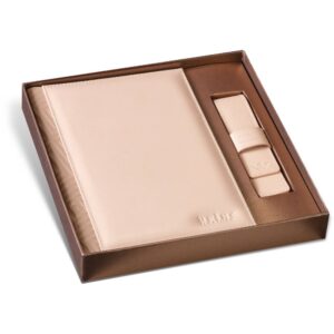 Princ Leather kožni dvodelni set rokovnik i futrola za olovku boje bež