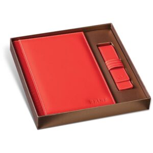 Princ Leather kožni dvodelni set rokovnik i futrola za olovku boje crvene