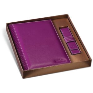 Ljubičasti kožni planer i privesak za ključeve u poklon kutiji