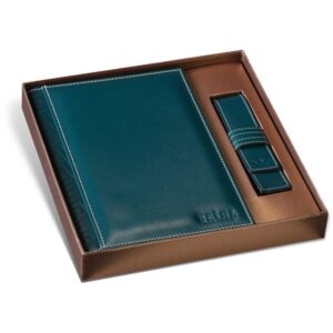 Princ Leather kožni dvodelni set rokovnik i futrola za olovku boje petrol