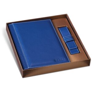 Princ Leather kožni dvodelni set rokovnik i futrola za olovku boje plave