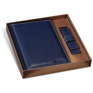 Princ Leather kožni dvodelni set rokovnik i futrola za olovku boje teget