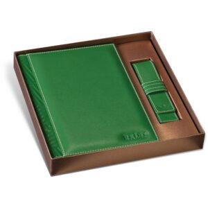 Princ Leather kožni dvodelni set rokovnik i futrola za olovku boje zelene