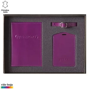 Set ljubičastih kožnih dodataka za putovanja
