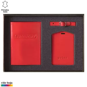 Crveni kožni set za putovanja sa pasošem