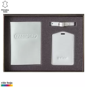 Putovanje set Princ Leather od bele prirodne kože