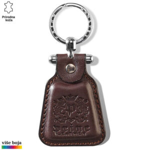 Smeđe kožni privezak brenda Princ Leather sa metalnim kružnim držačem