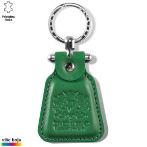 Zeleni kožni privezak od prirodne kože sa utisnutim logom Princ Leather.