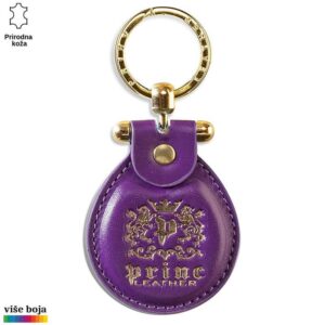 Privjesak od ljubičaste prirodne kože sa zlatnim detaljima