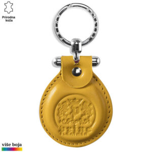 Žuti kožni privezak sa metalnim okovom