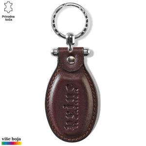 Braon kožni privesak za ključeve sa metalnim okvirom
