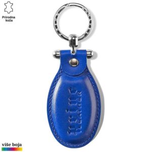 Plavi kožni privezak Princ Leather sa metalnim prstenom.