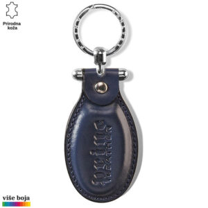 Kožni plavi privezak za ključeve Princ Leather sa utisnutim logotipom