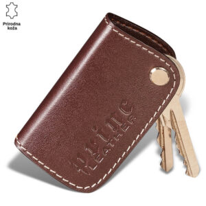 Smeđi kožni privezak za ključeve sa brendom Princ Leather