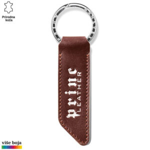 Kožni privezak Princ Leather u braon boji sa metalnim prstenom.