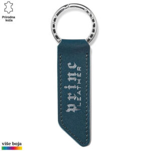 Kožni privezak Princ Leather plave boje sa srebrnim prstenom.