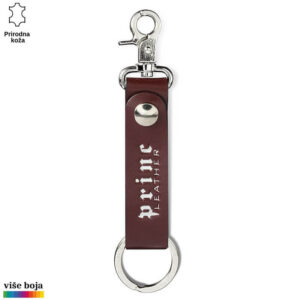 Braon kožni privezak sa metalnim prstenom i kopčom