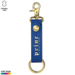Plavi kožni privezak sa zlatnim metalnim detaljima