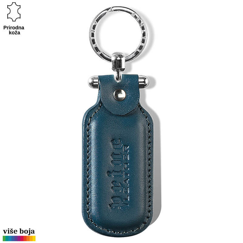 917-12-copy Kožni privezak Princ Leather u teget boji sa metalnim prstenom za ključeve.