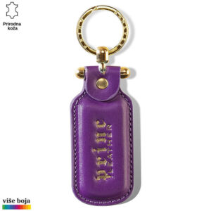 PRIVEZAK OD KOŽE PRAVOUGAONI 7 Privjesak za ključeve u ljubičastoj boji sa zlatnim prstenom