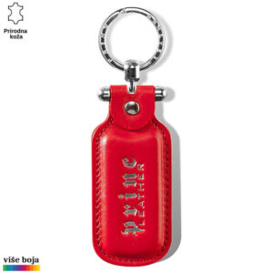 PRIVEZAK OD KOŽE PRAVOUGAONI 6 Crveni kožni privezak sa metalnim prstenom
