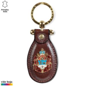 Ključni privezak od prirodne kože sa zlatnim prstenom i grbom