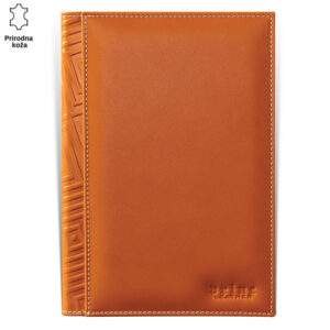 Ravna korica u boji konjaka sa utisnutim detaljima sa leve strane