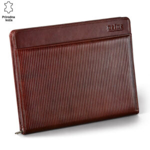 Narandžasta kožna futrola sa reljefnim prugama brenda Princ Leather.