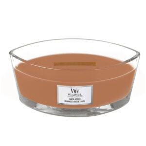 Staklena sveća u posudi sa mirisom sandalovine