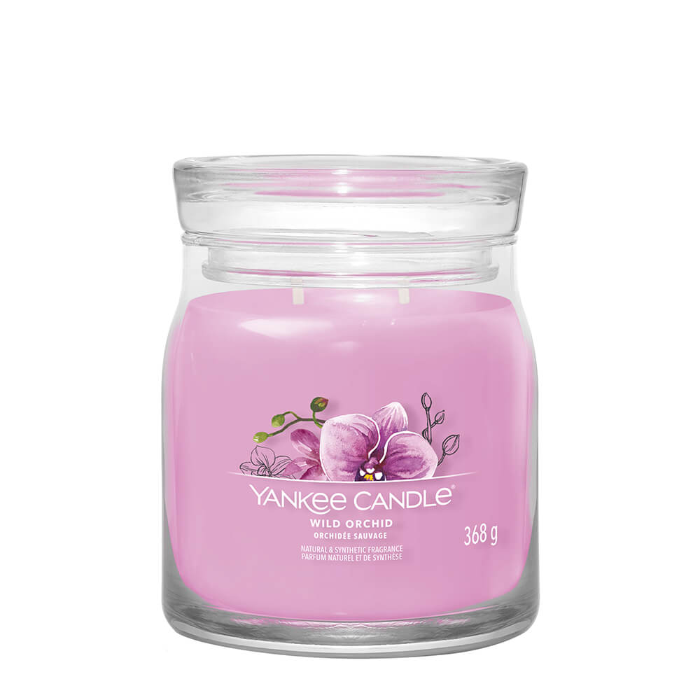 WILD ORCHID-5 Sveća Yankee Candle miris divlje orhideje u staklenoj tegli roze boje