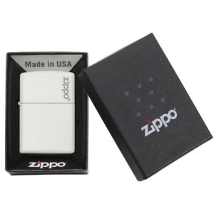 Zippo upaljač sa logom Zippo na poklopcu, bele boje