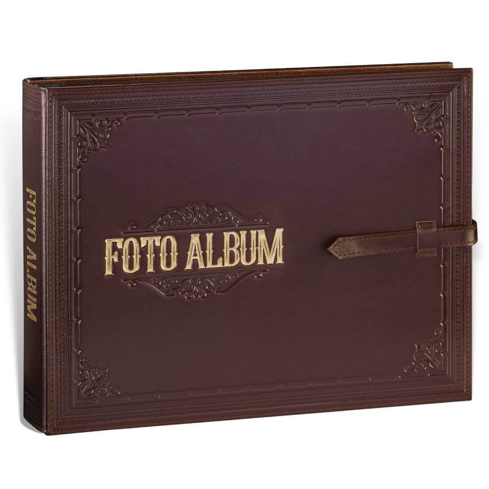 fotoalbumbraon Kožni foto album sa zlatnim natpisom "Foto Album" na prednjoj strani