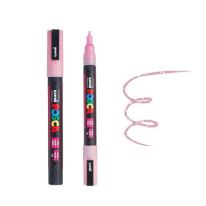 Roze Posca marker sa poklopcem prikazuje nijansu iscrtanu na beloj pozadini.