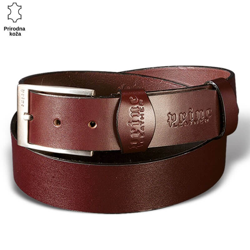 p201-1-copy Kožni kaiš tamnobraon boje sa ugraviranim logom brenda Princ Leather.