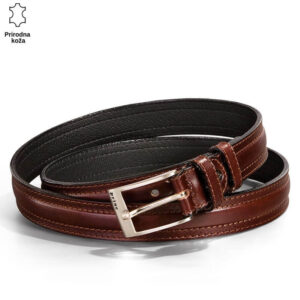 Braon kaiš od prirodne kože sa srebrnom šnalom