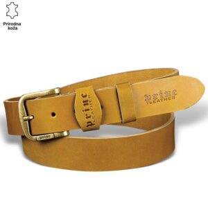 Kaiš od prirodne kože u svetlosmeđoj boji sa zlatnom kopčom