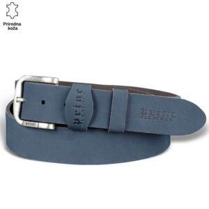 Plavi kožni kaiš sa metalnom kopčom