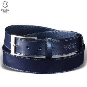 Princ Leather tamnoplavi kožni kaiš sa srebrnom kopčom.