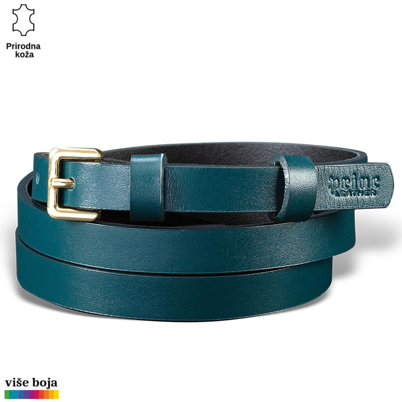 p218-15-copy Tamnozeleni kožni kaiš sa zlatnom kopčom i gravurom brenda Princ Leather.