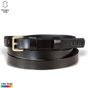 USKI ŽENSKI KOŽNI KAIŠ 218 9 Crni kožni kaiš sa zlatnom kopčom