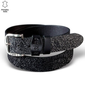 Crni kožni kaiš sa stilskim gravurama