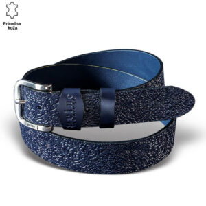 Tamno plavi kožni kaiš sa ukrasnim šarama