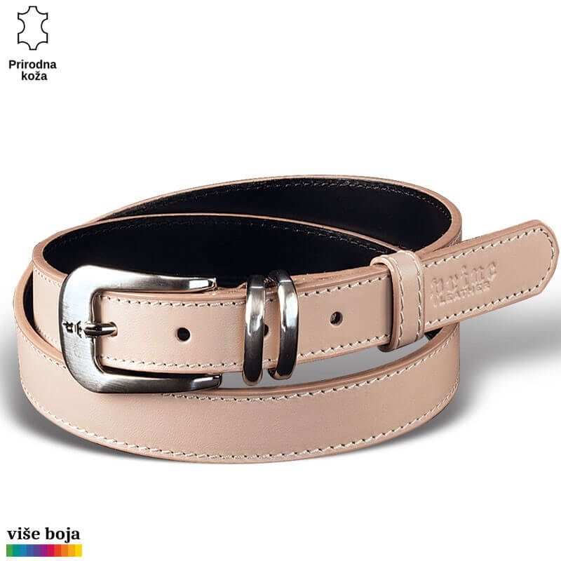 p227-12-copy Princ Leather kožni kaiš u bež boji sa sjajnom srebrnom kopčom.