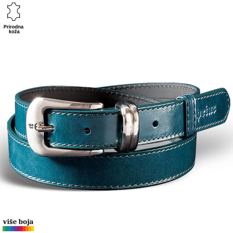 p227-15-copy Elegantni plavi kožni kaiš sa sjajnom metalnom kopčom