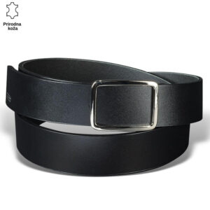 MUŠKI KOŽNI KAIŠ 229 2 Crni kožni kaiš sa srebrnom pravougaonom kopčom